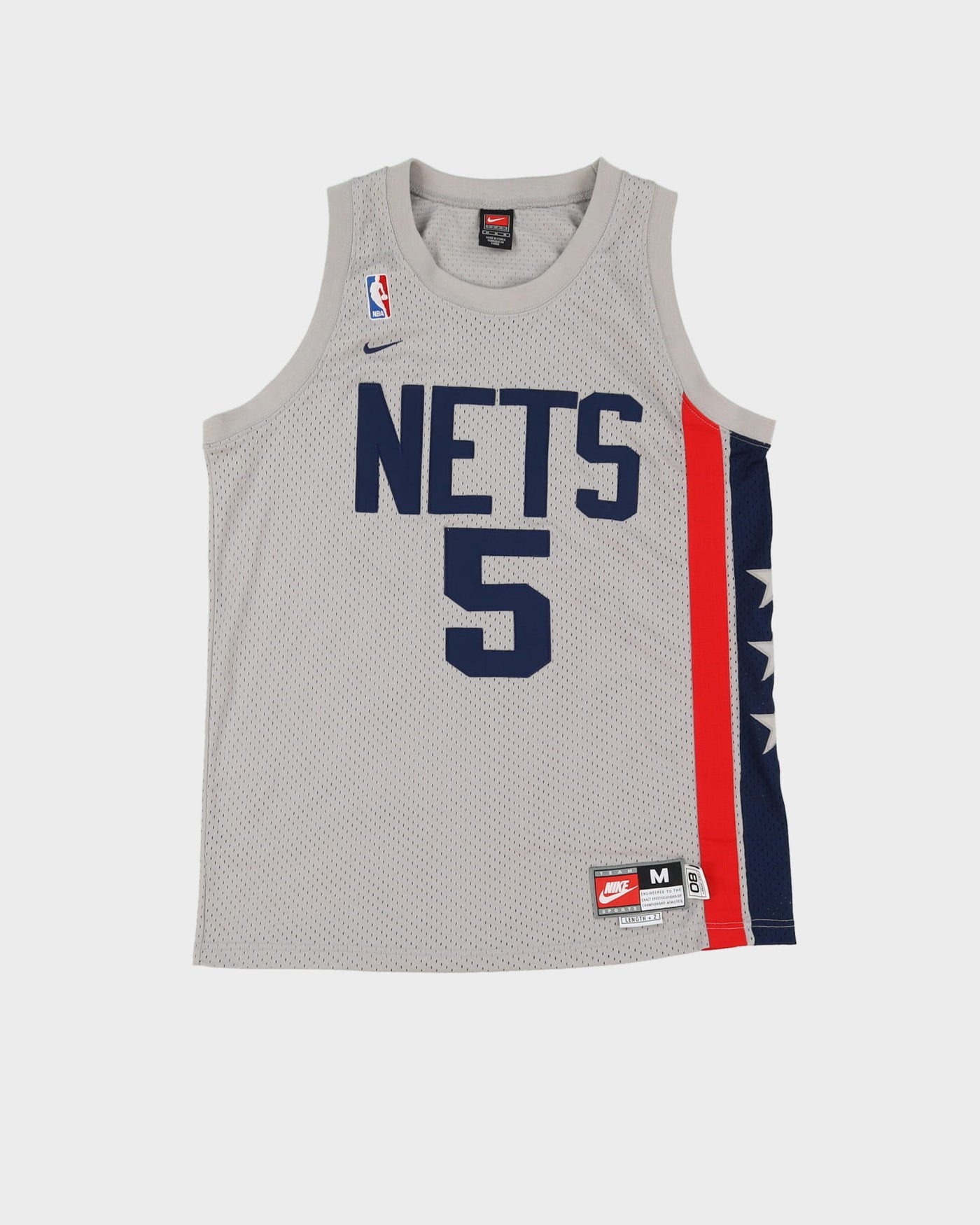 90s Jason Kidd #5 New Jersey Brooklyn Nets Grey Nike NBA Basketball Jersey M