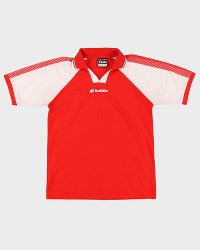 90s Lotto Red / White Training Football Shirt / Jersey - S