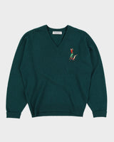 Vintage 1970s Burberry Green V Neck Pullover - M