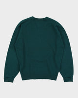 Vintage 1970s Burberry Green V Neck Pullover - M