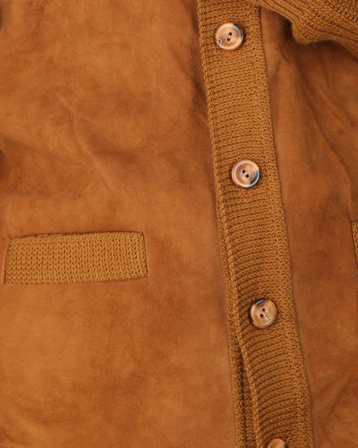 1970s Tundra suede front knitted cardigan - XS