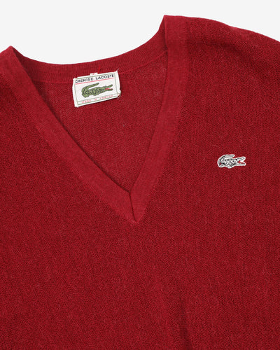 Vintage 80s Chemise Lacoste Burnt Red Cardigan - XL