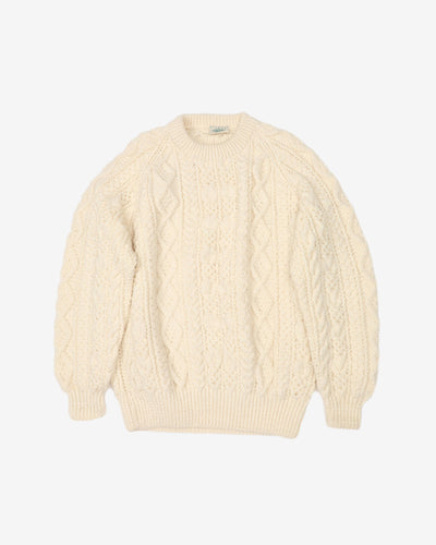 Vintage 90s Blarney Cream / White Chunky Knit - XXL