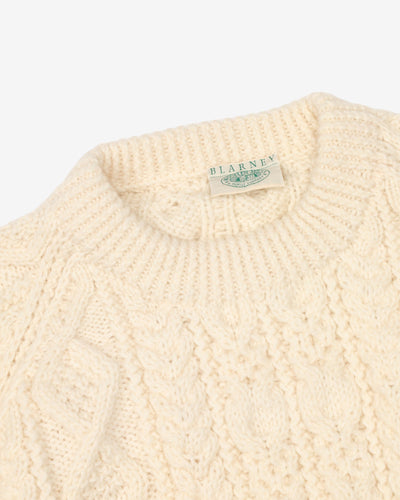 Vintage 90s Blarney Cream / White Chunky Knit - XXL