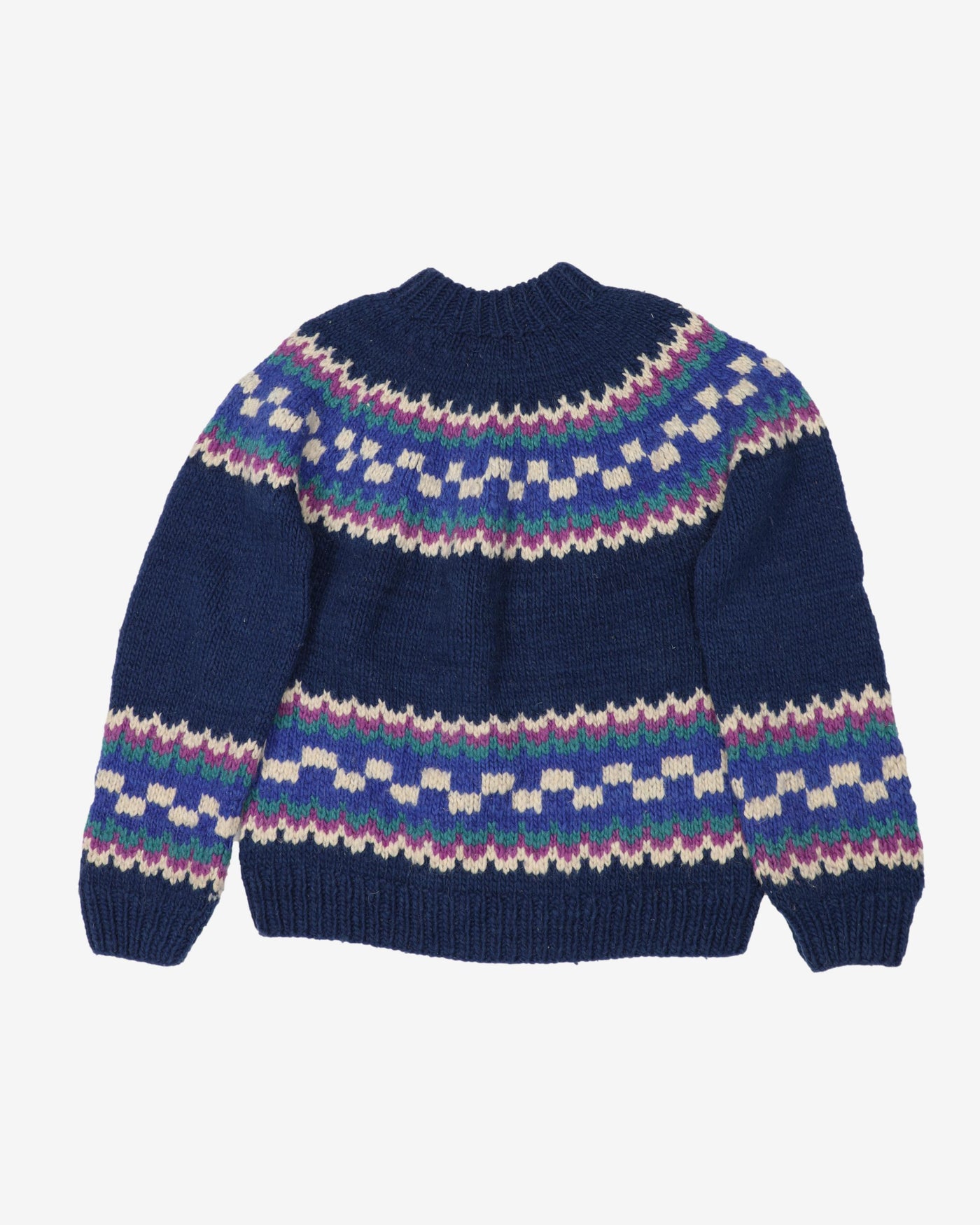 Vintage 80s Blue / Navy Patterned Chunky Knit - L