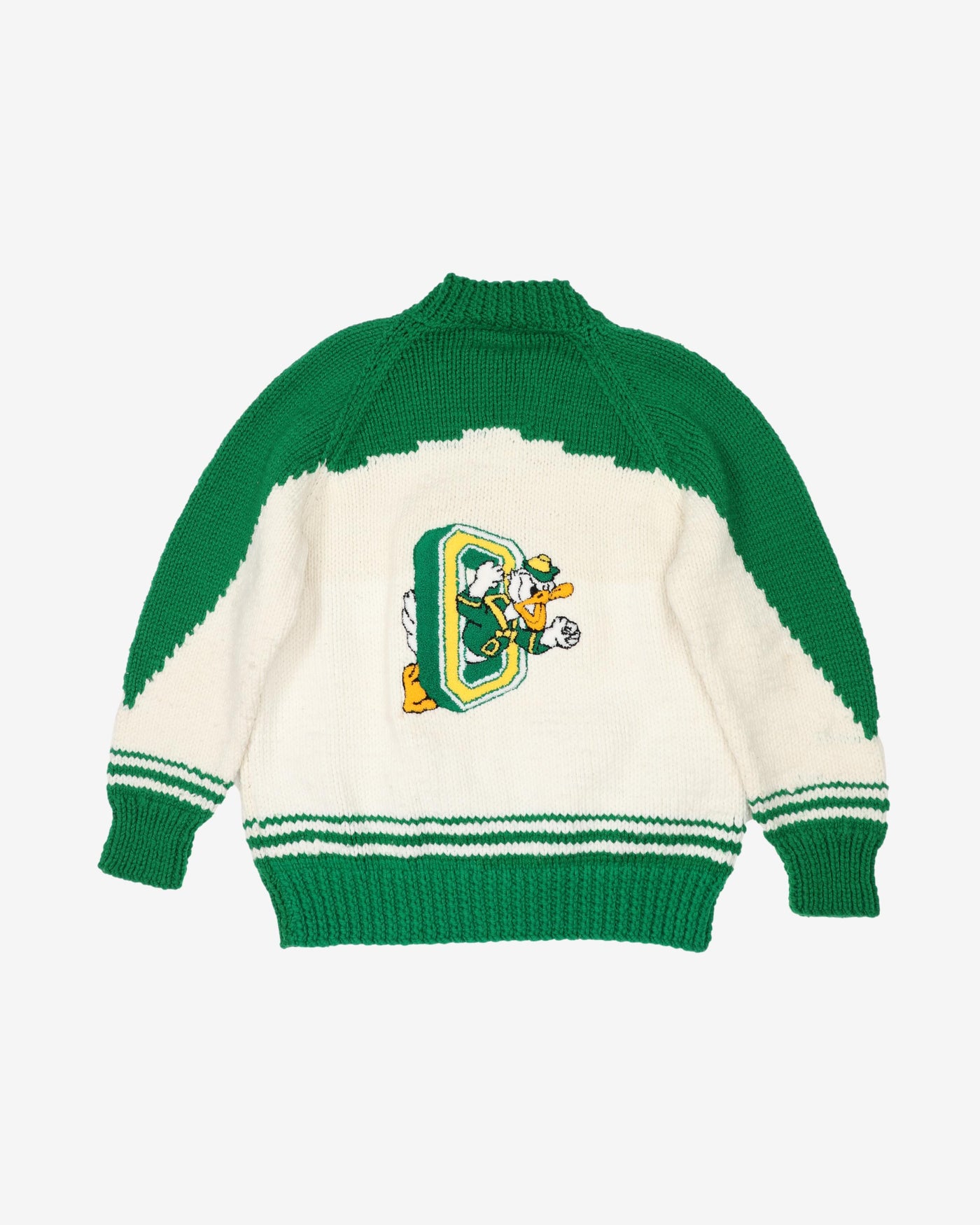 Vintage 80s / 90s University Of Oregon Ducks White / Green College / Varsity Knit - L