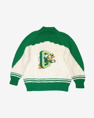 Vintage 80s / 90s University Of Oregon Ducks White / Green College / Varsity Knit - L