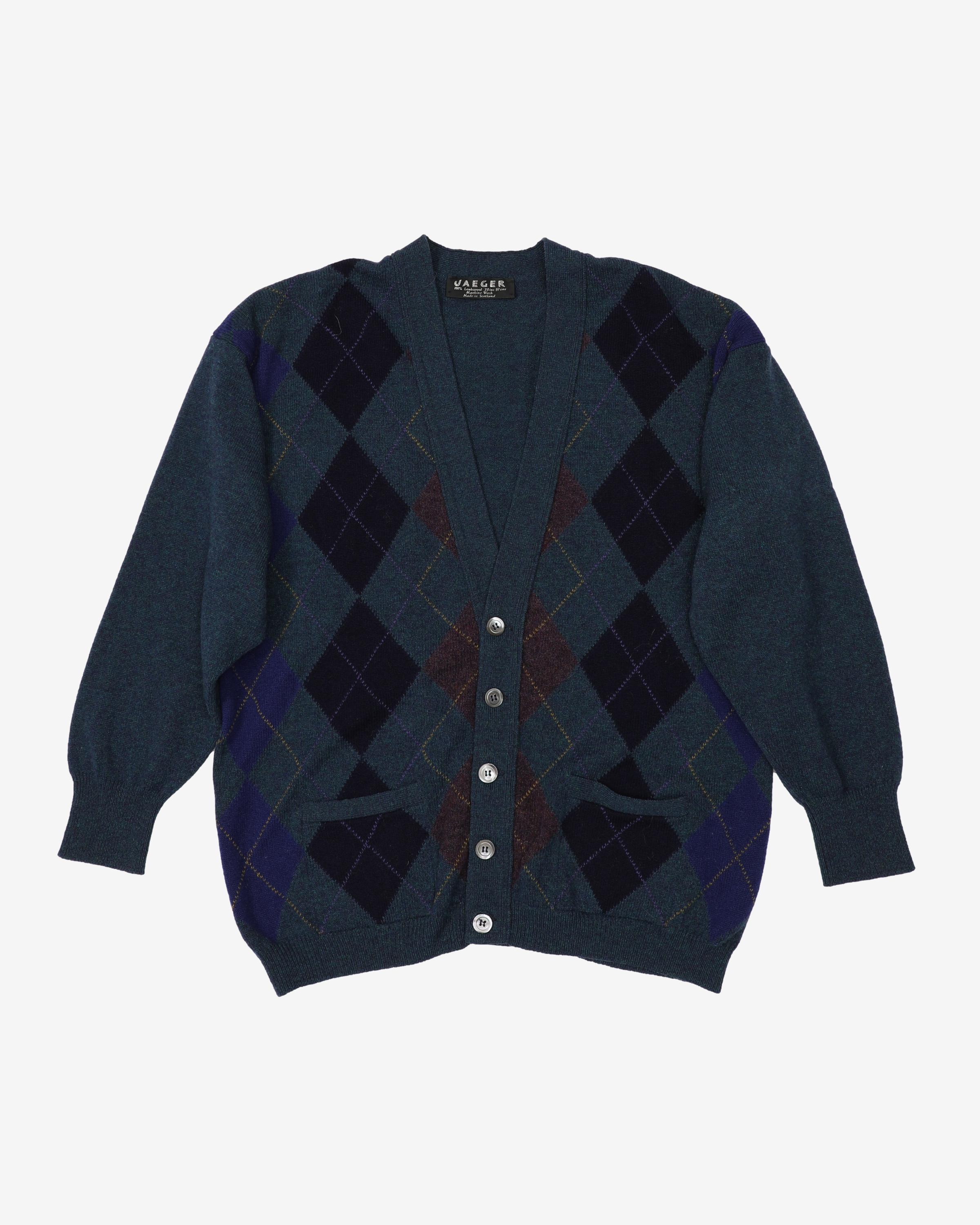 Vintage 90s Patterned Button Up Cardigan - L