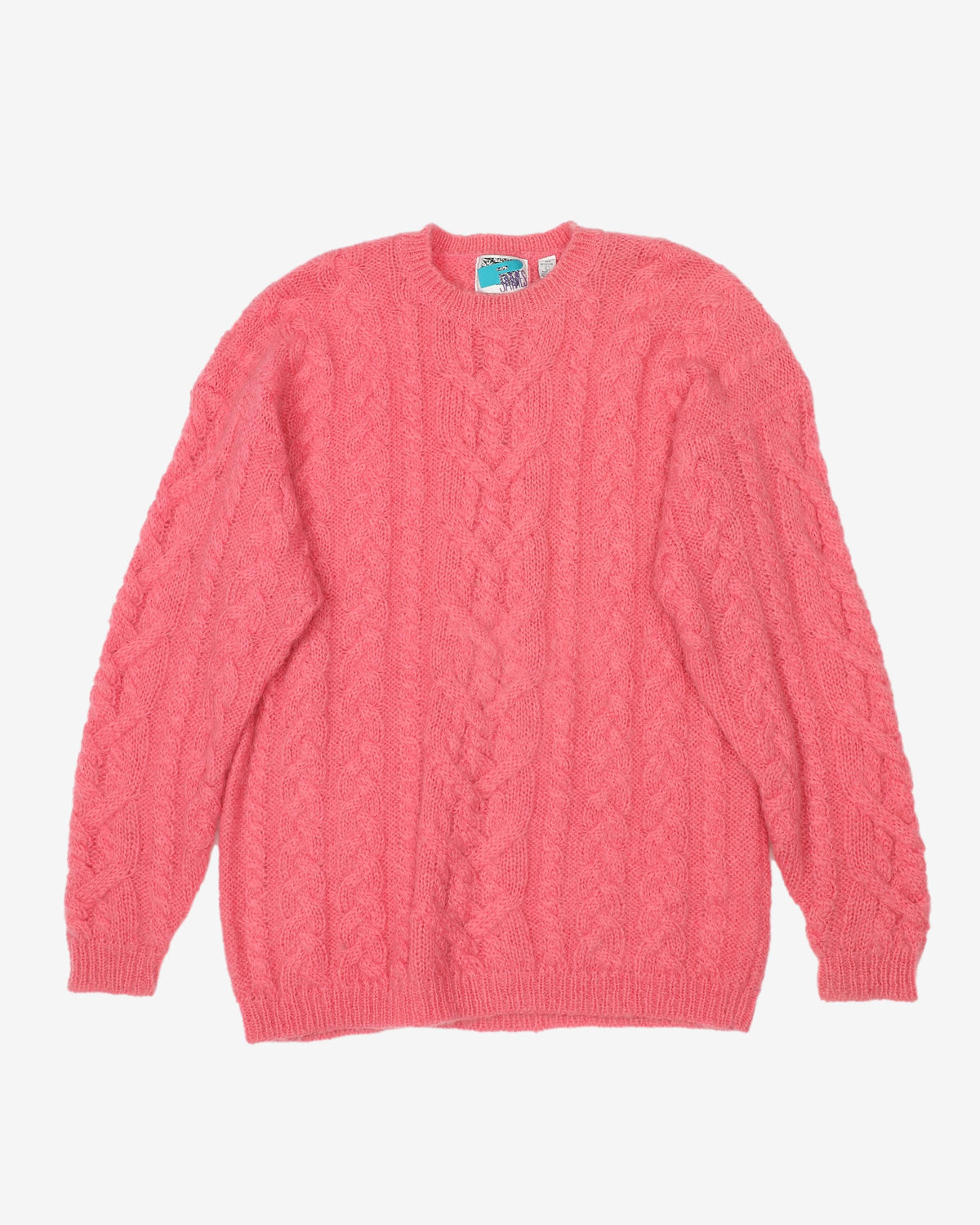 Vintage 90s Pink Knitted Mohair Sweatshirt - L