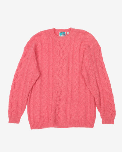 Vintage 90s Pink Knitted Mohair Sweatshirt - L