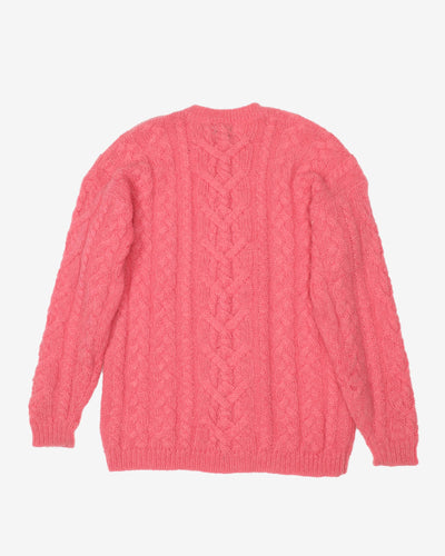 Vintage 90s Pink Knitted Mohair Sweatshirt - L