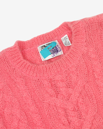 Vintage 90s Pink Knitted Mohair Sweatshirt - L