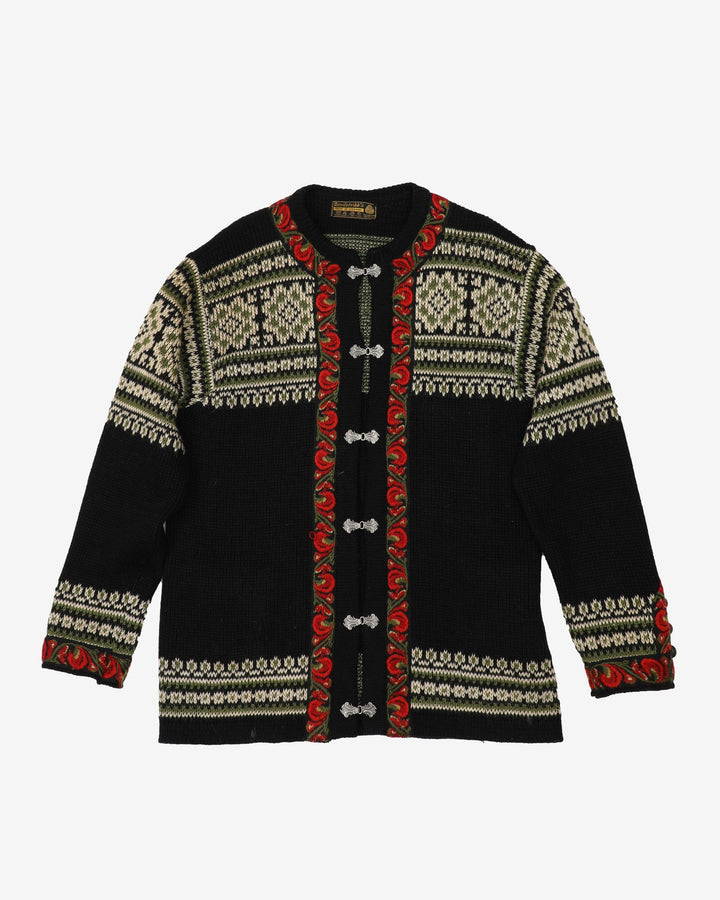 Vintage 80s Black Norwegian Nordstrikk Knit Sweatshirt - L