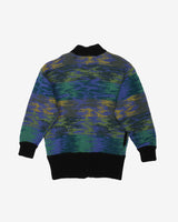 Vintage 90s Black / Blue / Green Patterned Button Up Cardigan Sweatshirt - L