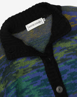 Vintage 90s Black / Blue / Green Patterned Button Up Cardigan Sweatshirt - L