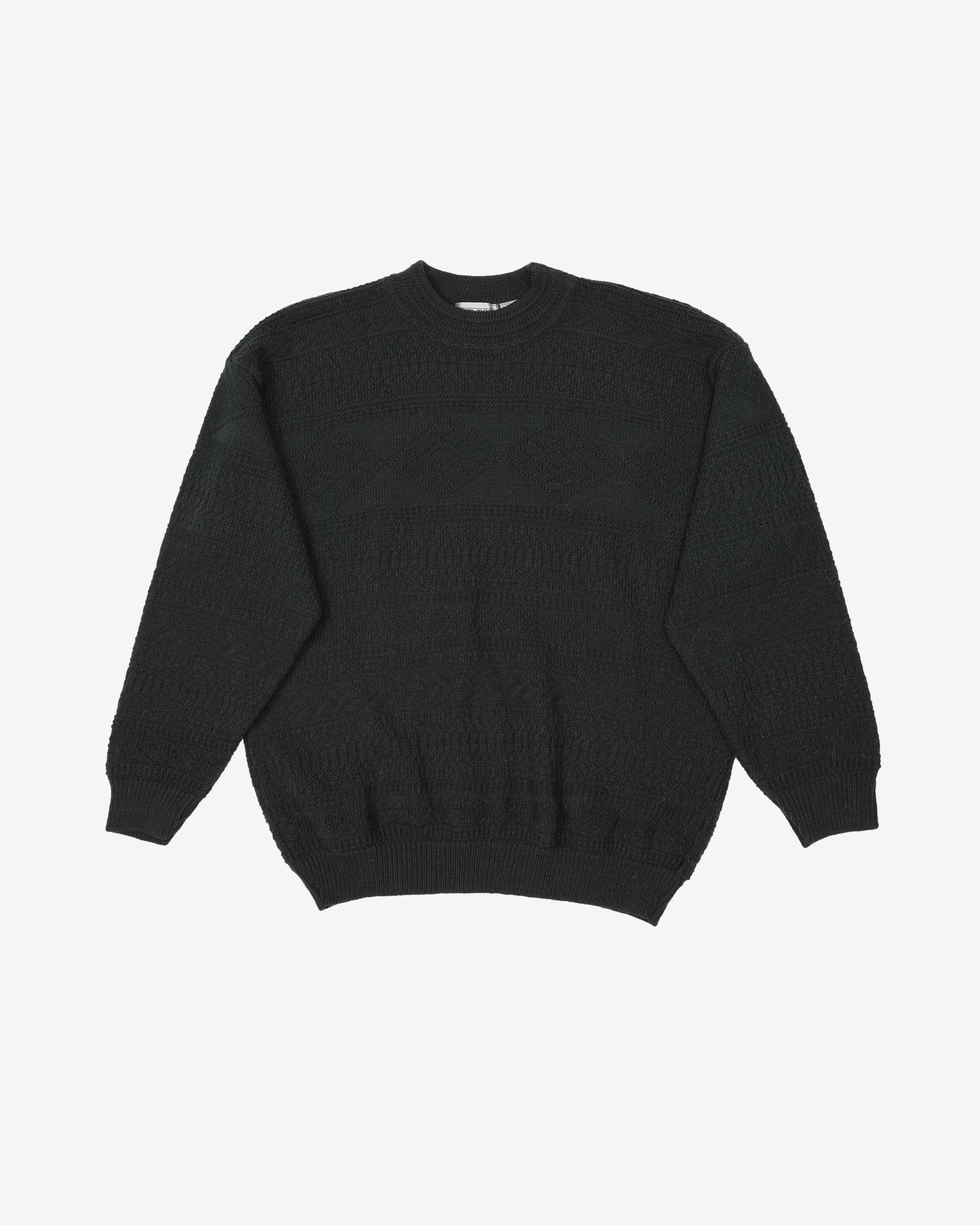 Vintage 90s Green Patterned Knit Oversized Sweatshirt - M