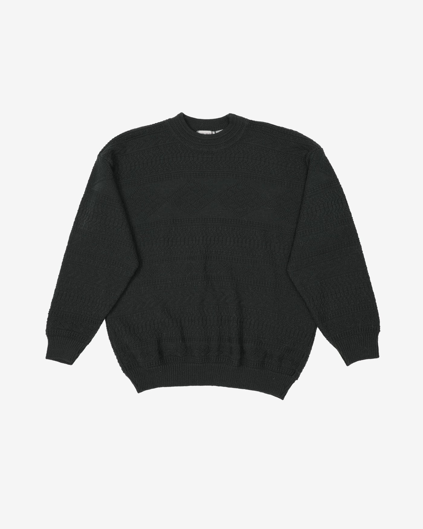 Vintage 90s Green Patterned Knit Oversized Sweatshirt - M