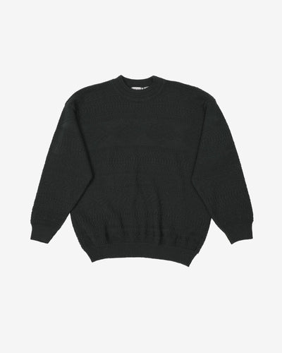 Vintage 90s Green Patterned Knit Oversized Sweatshirt - M