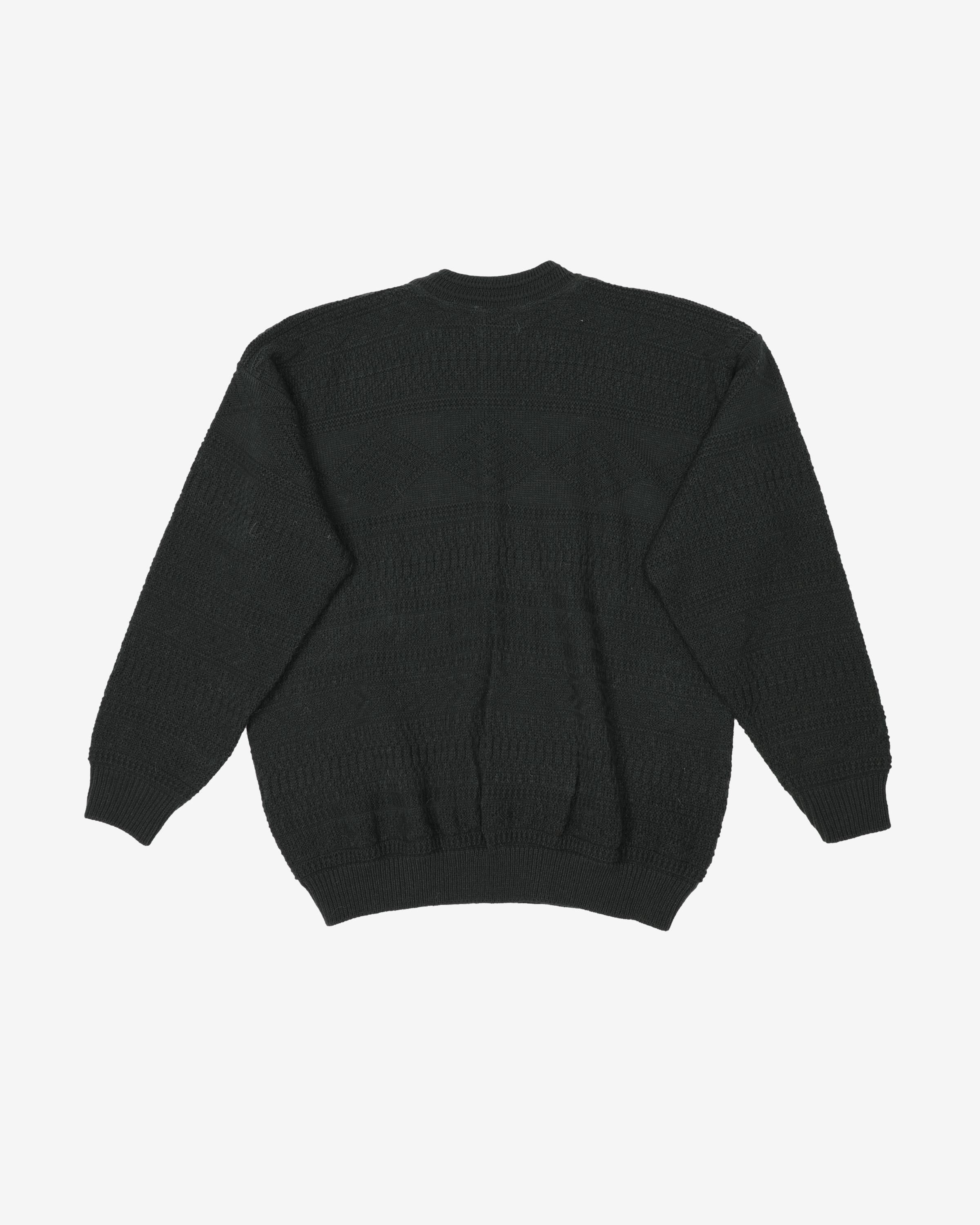 Vintage 90s Green Patterned Knit Oversized Sweatshirt - M