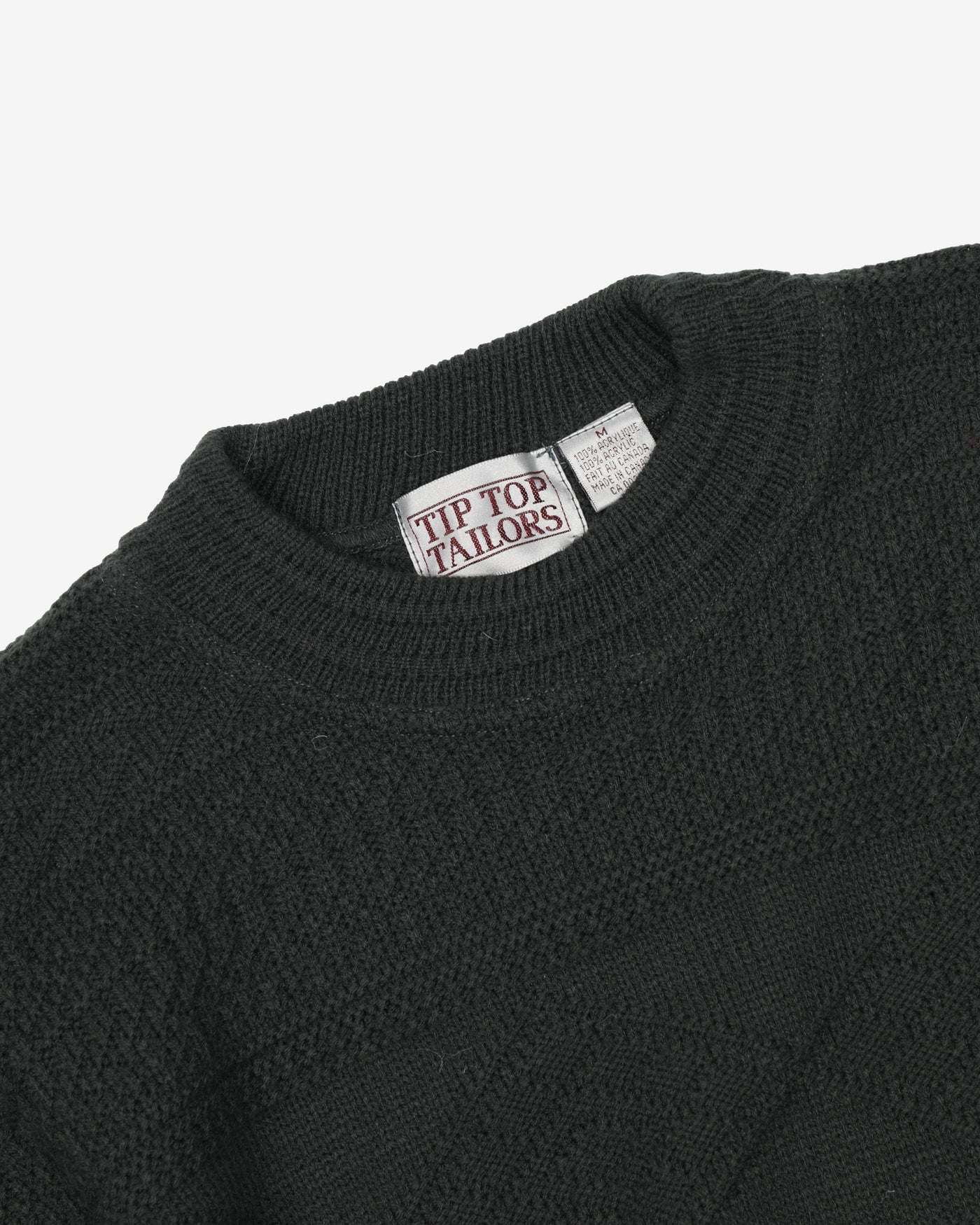 Vintage 90s Green Patterned Knit Oversized Sweatshirt - M