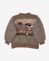 Vintage 90s Farm House Design Grey / Brown Mohair Knitted Cardigan- M
