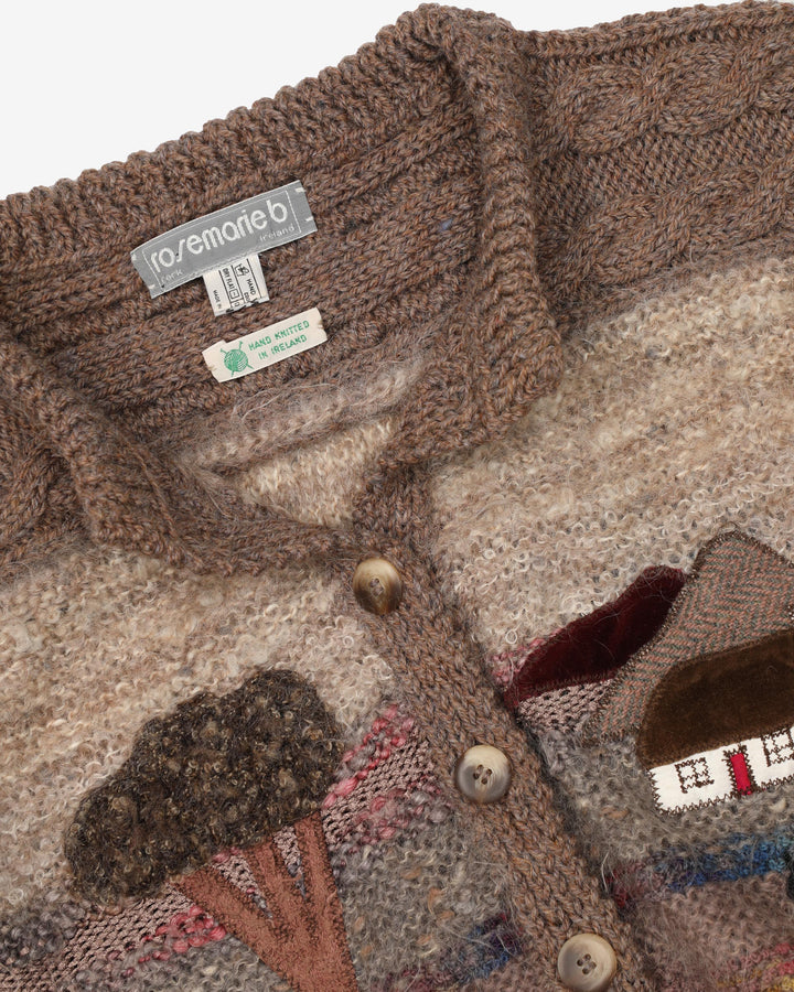 Vintage 90s Farm House Design Grey / Brown Mohair Knitted Cardigan- M