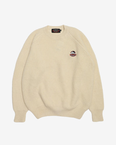 Vintage 90s Yachting Line America Cream Wool Knitted Sweatshirt - XL
