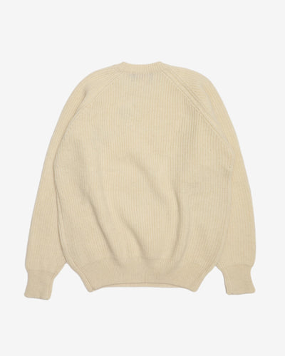 Vintage 90s Yachting Line America Cream Wool Knitted Sweatshirt - XL