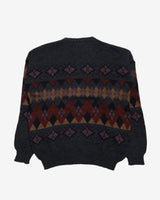 90s Grey Patterned Sweatshirt - L