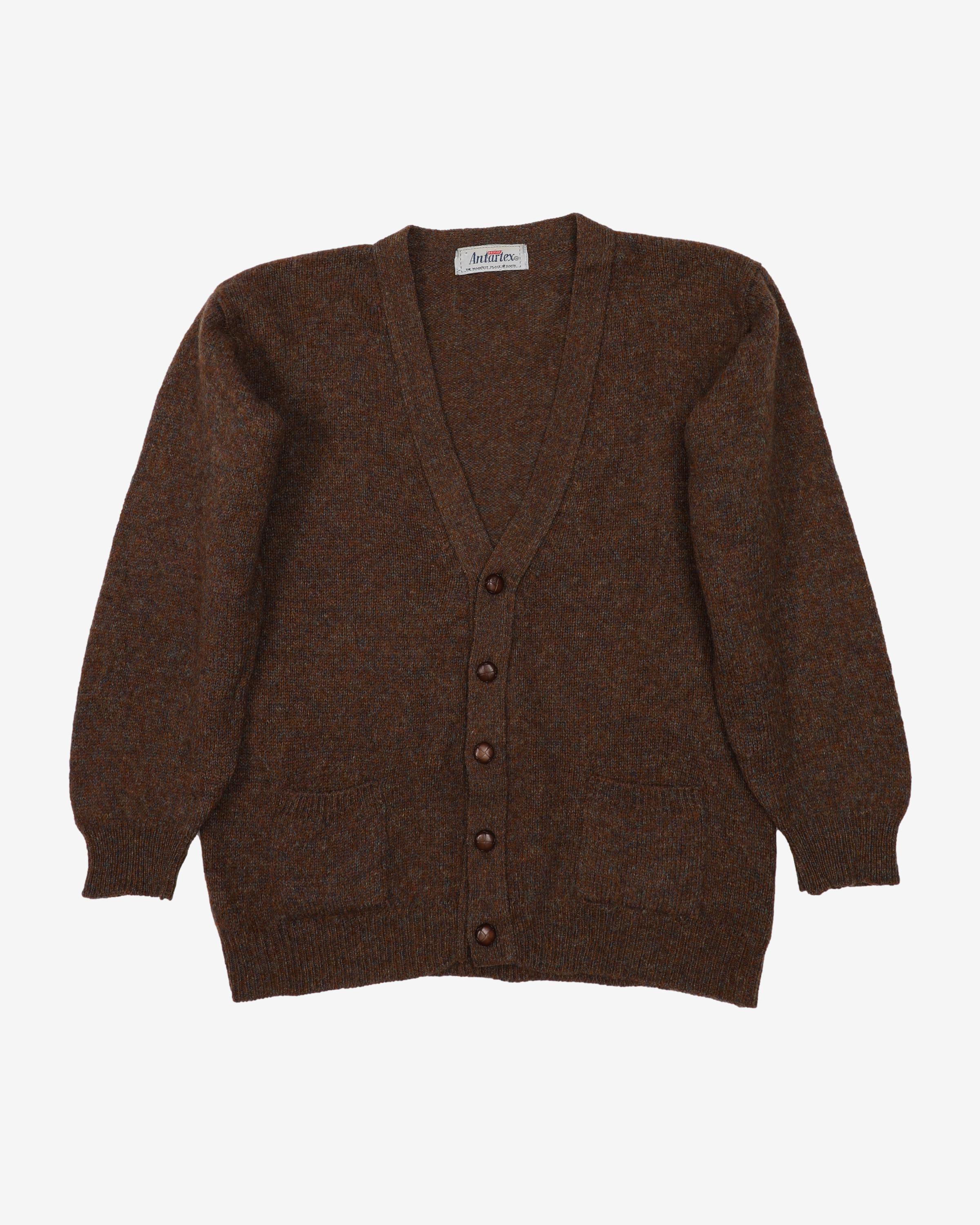 Vintage 70s Brown Button Up Cardigan Knit - L