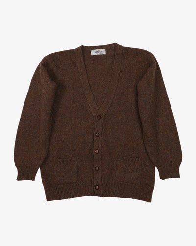 Vintage 70s Brown Button Up Cardigan Knit - L