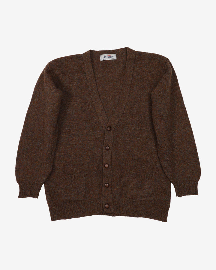 Vintage 70s Brown Button Up Cardigan Knit - L