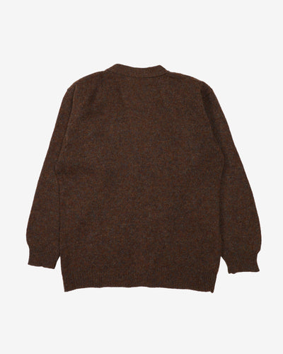 Vintage 70s Brown Button Up Cardigan Knit - L