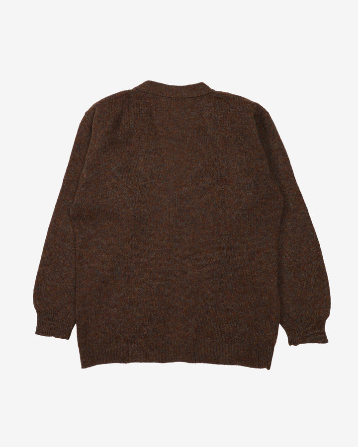 Vintage 70s Brown Button Up Cardigan Knit - L