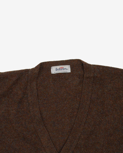 Vintage 70s Brown Button Up Cardigan Knit - L