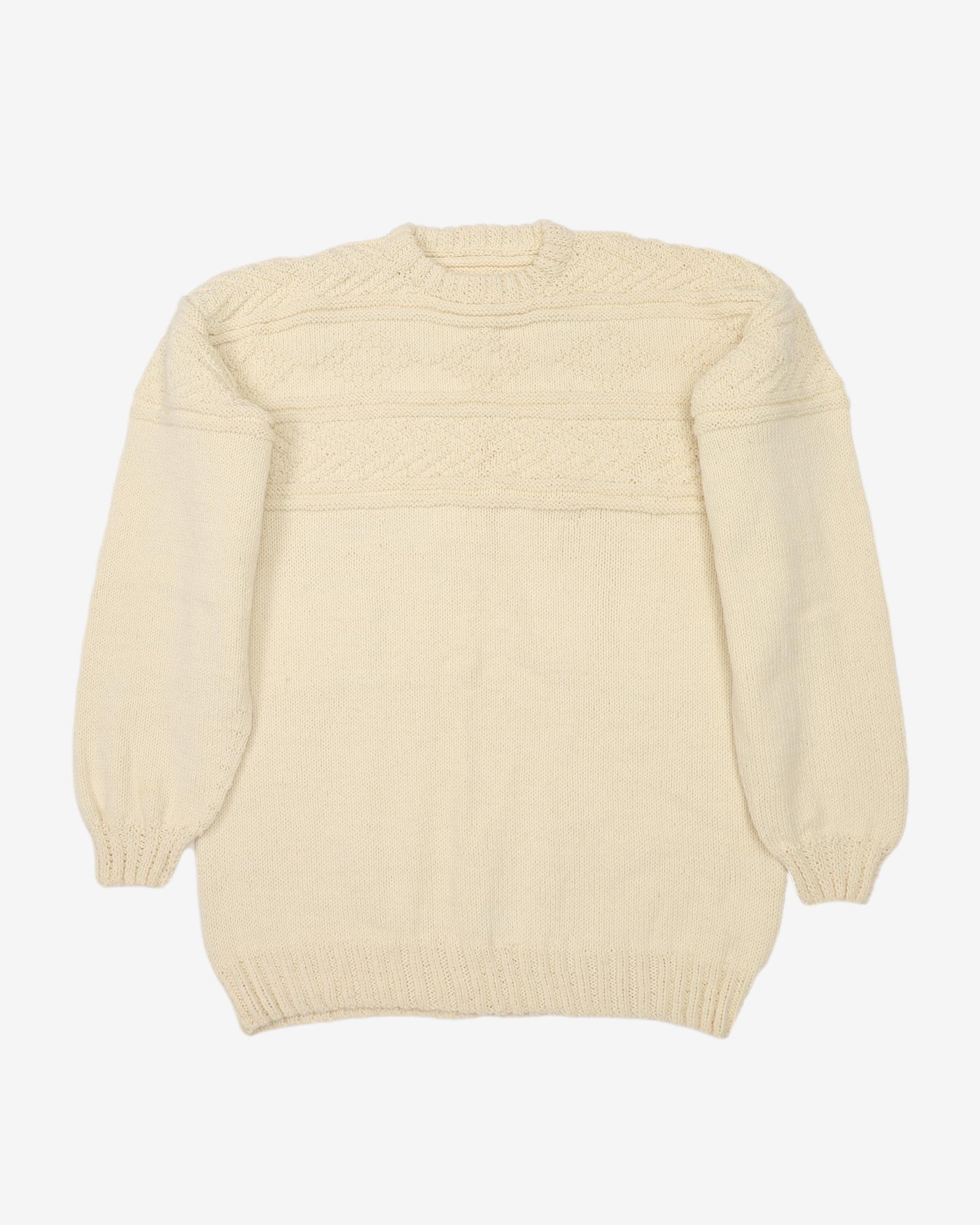 Vintage 80s Chunky Cream Knitted Sweatshirt - XL