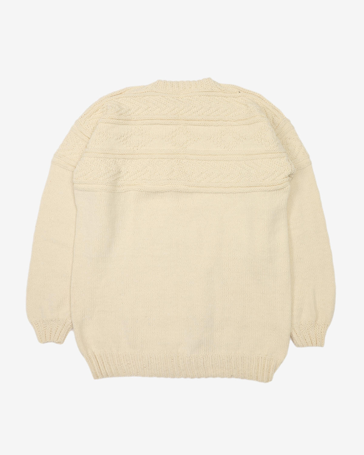 Vintage 80s Chunky Cream Knitted Sweatshirt - XL