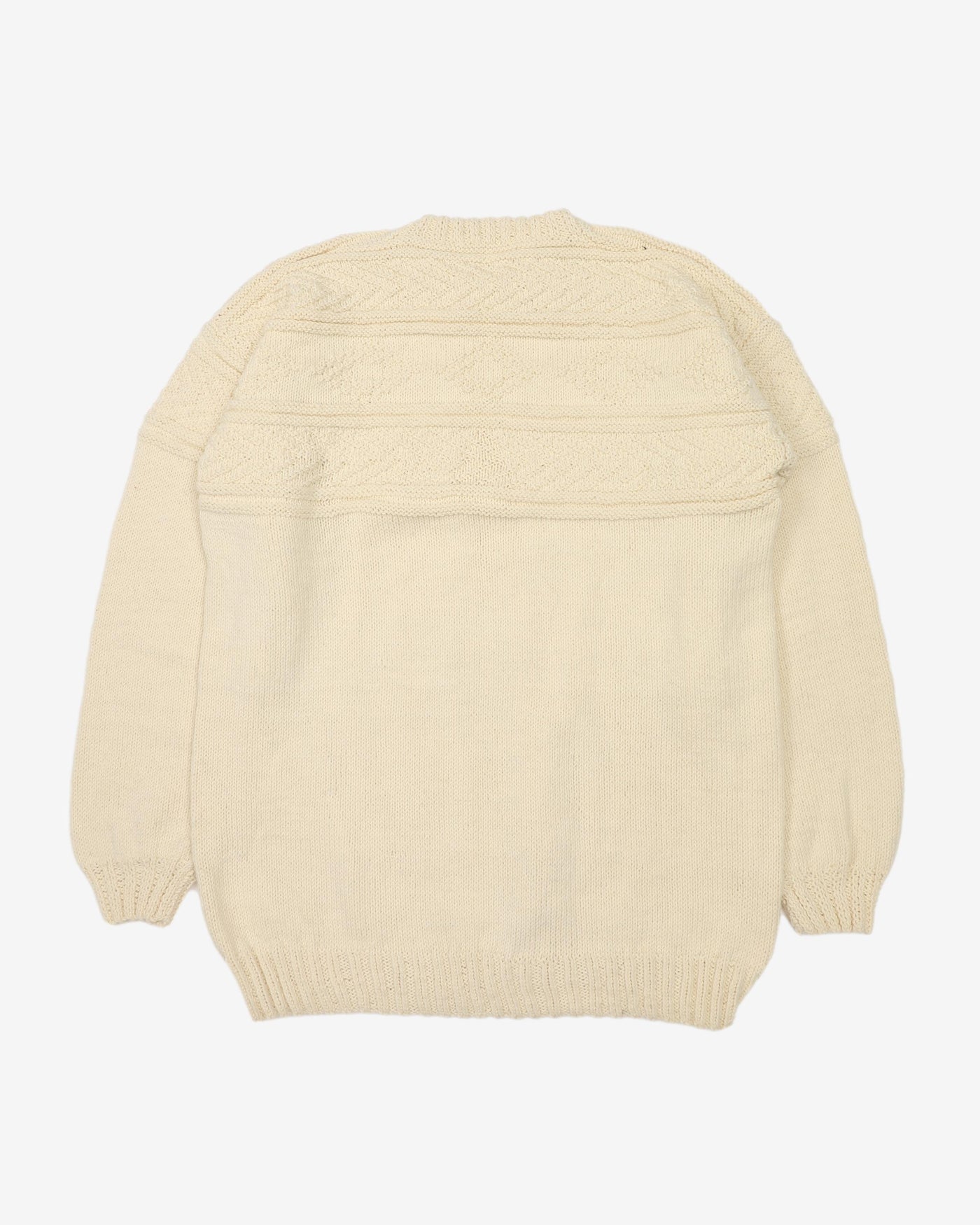 Vintage 80s Chunky Cream Knitted Sweatshirt - XL