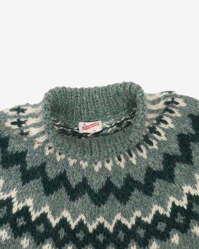 Vintage 80s Chunky / Long Green Knitted Sweatshirt - L