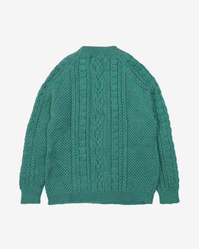 Vintage 80s Chunky Green Knitted Sweatshirt - L