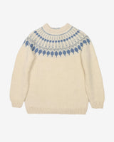 Vintage 80s Chunky Cream / Blue Knitted Sweatshirt - L