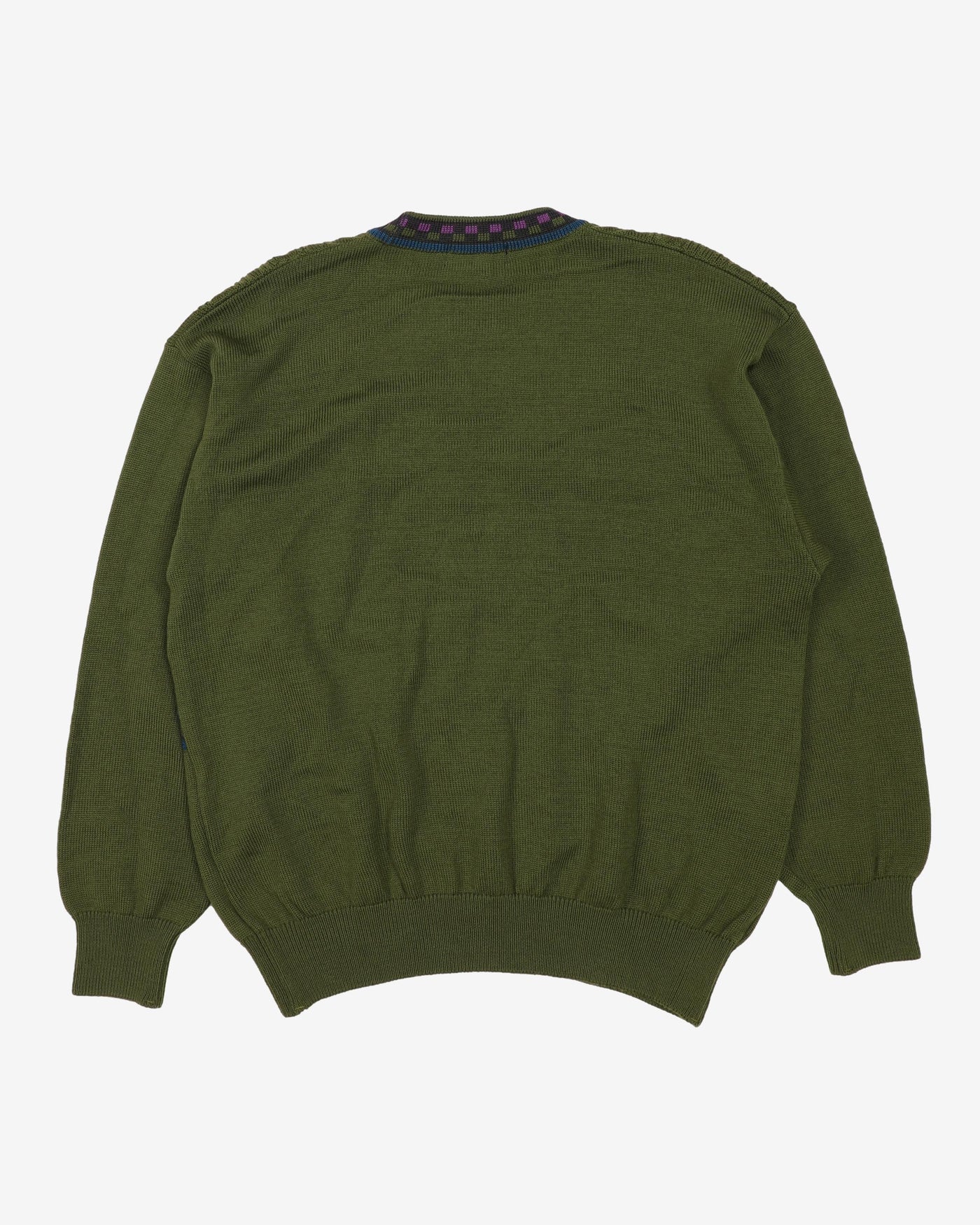 Vintage 90s Green Patterned Knit - L