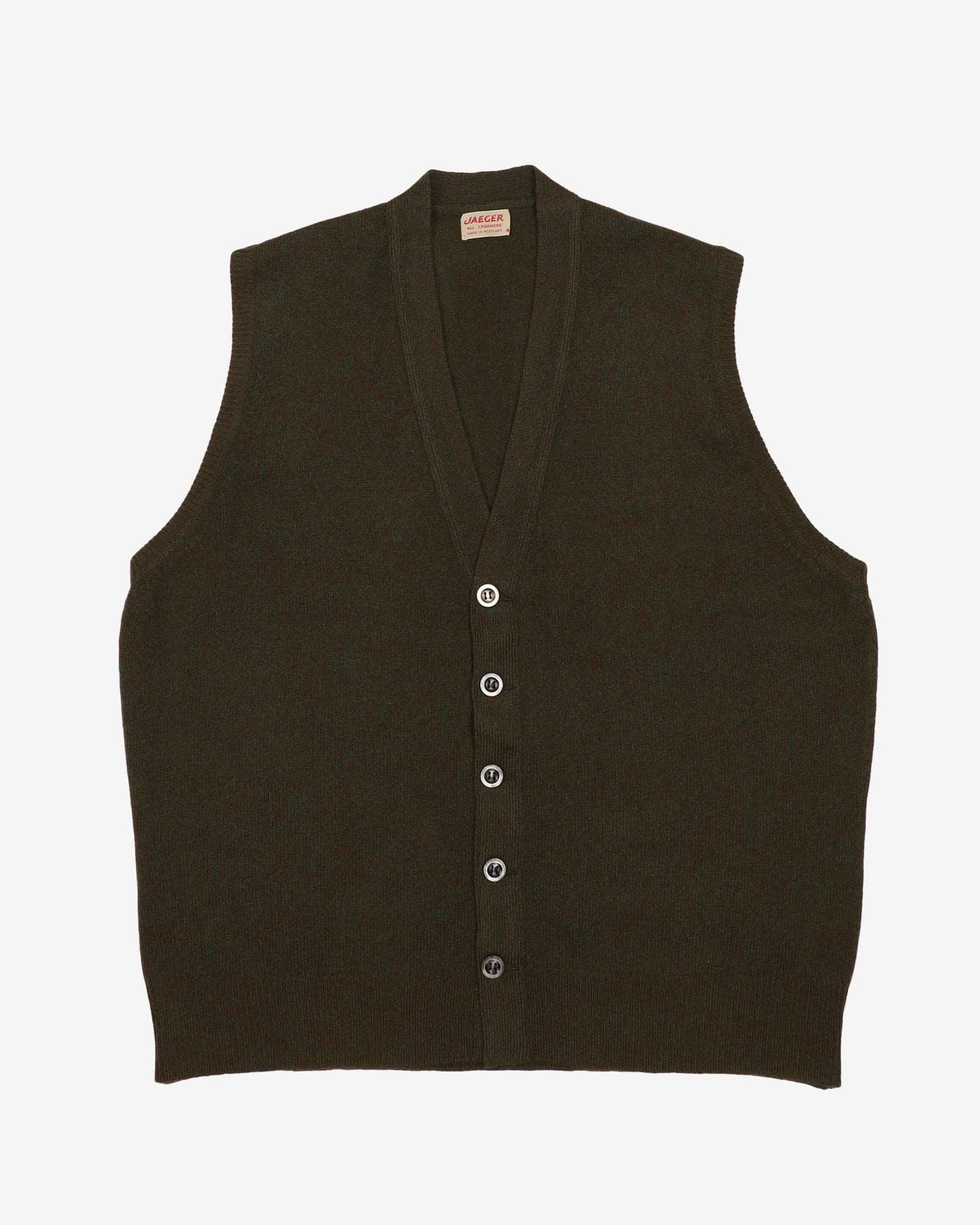 Vintage 80s Jaeger Sleeveless Cashmere Cardigan - L