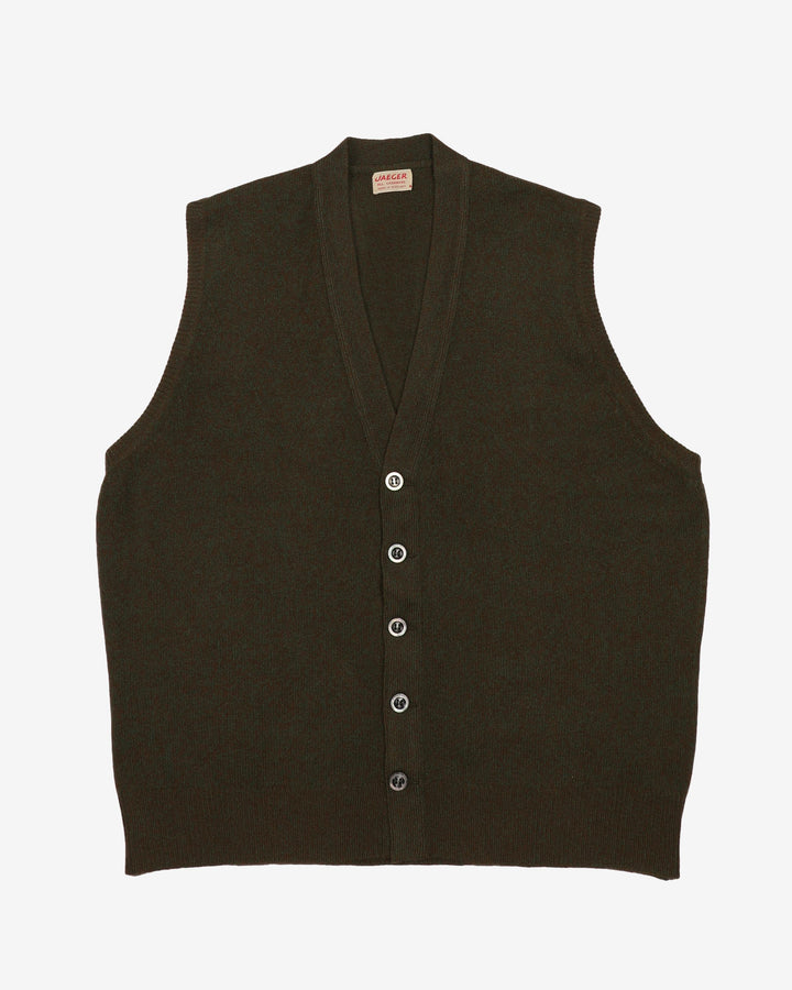 Vintage 80s Jaeger Sleeveless Cashmere Cardigan - L