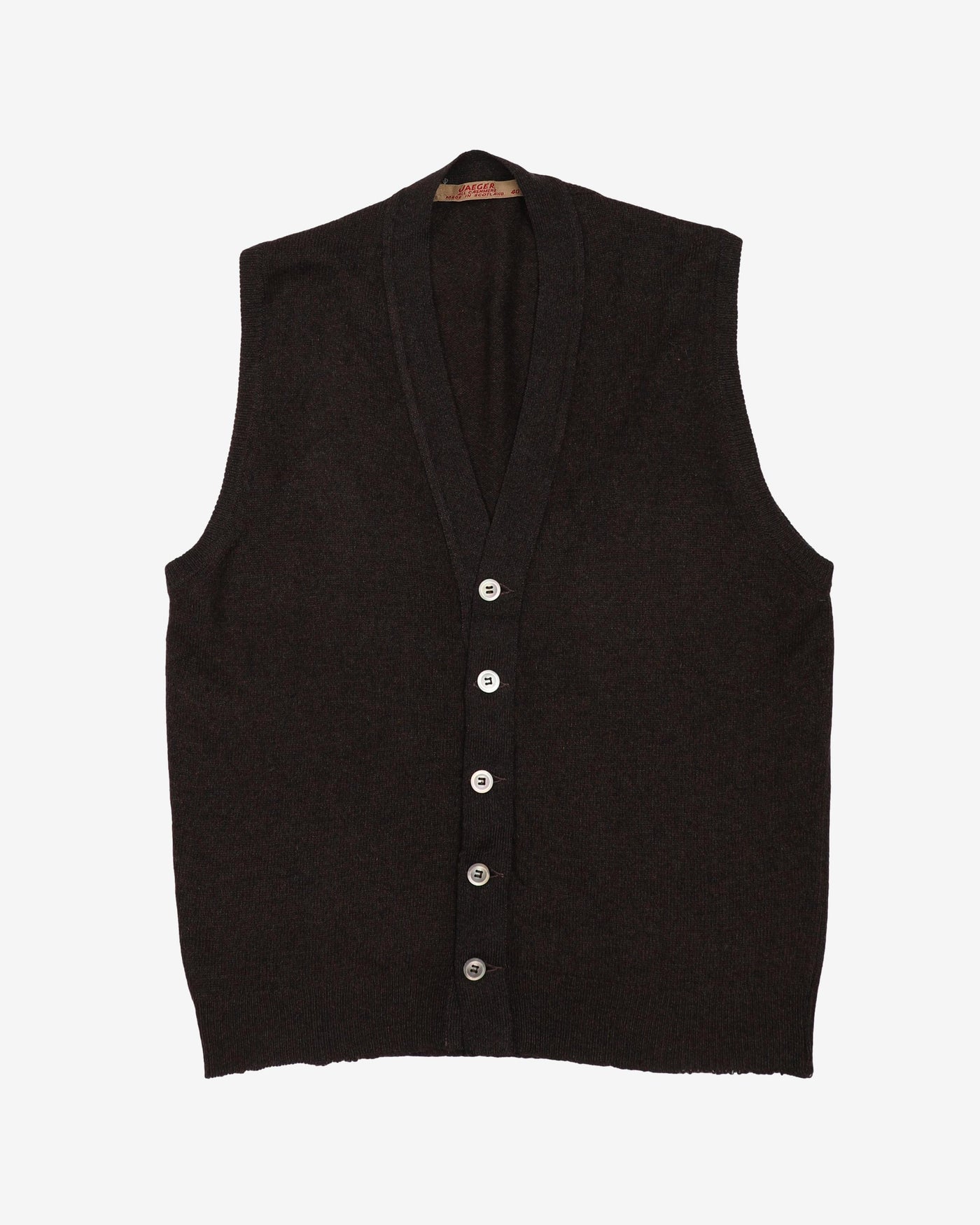 Vintage 80s Jaeger Sleeveless Cashmere Cardigan - M