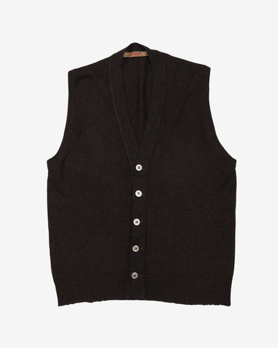 Vintage 80s Jaeger Sleeveless Cashmere Cardigan - M