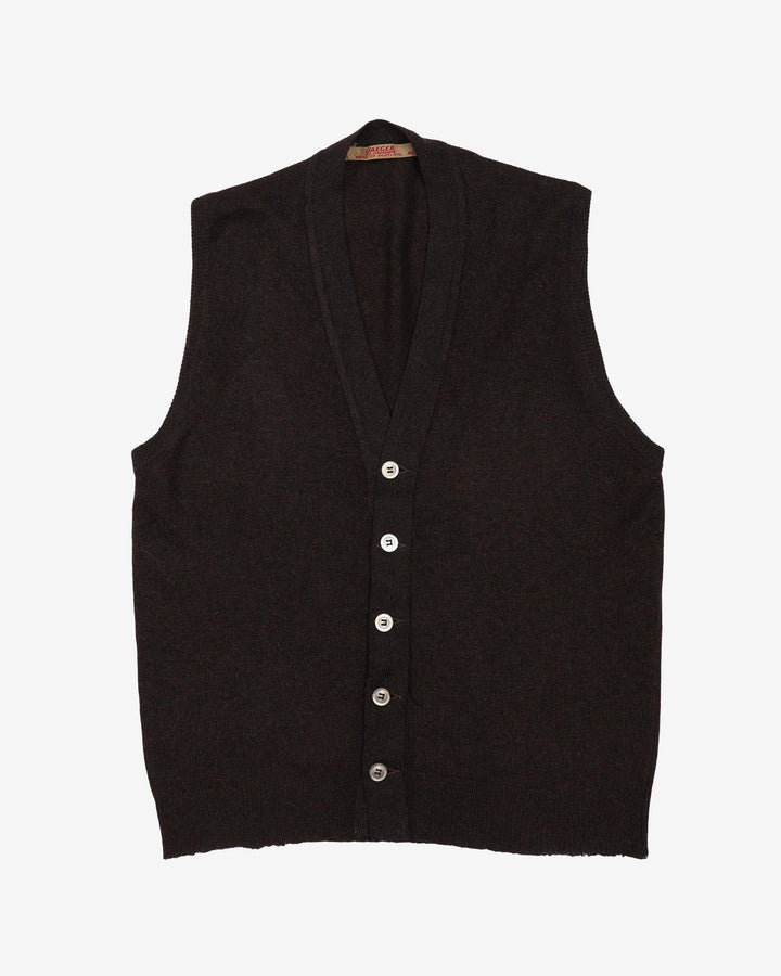 Vintage 80s Jaeger Sleeveless Cashmere Cardigan - M