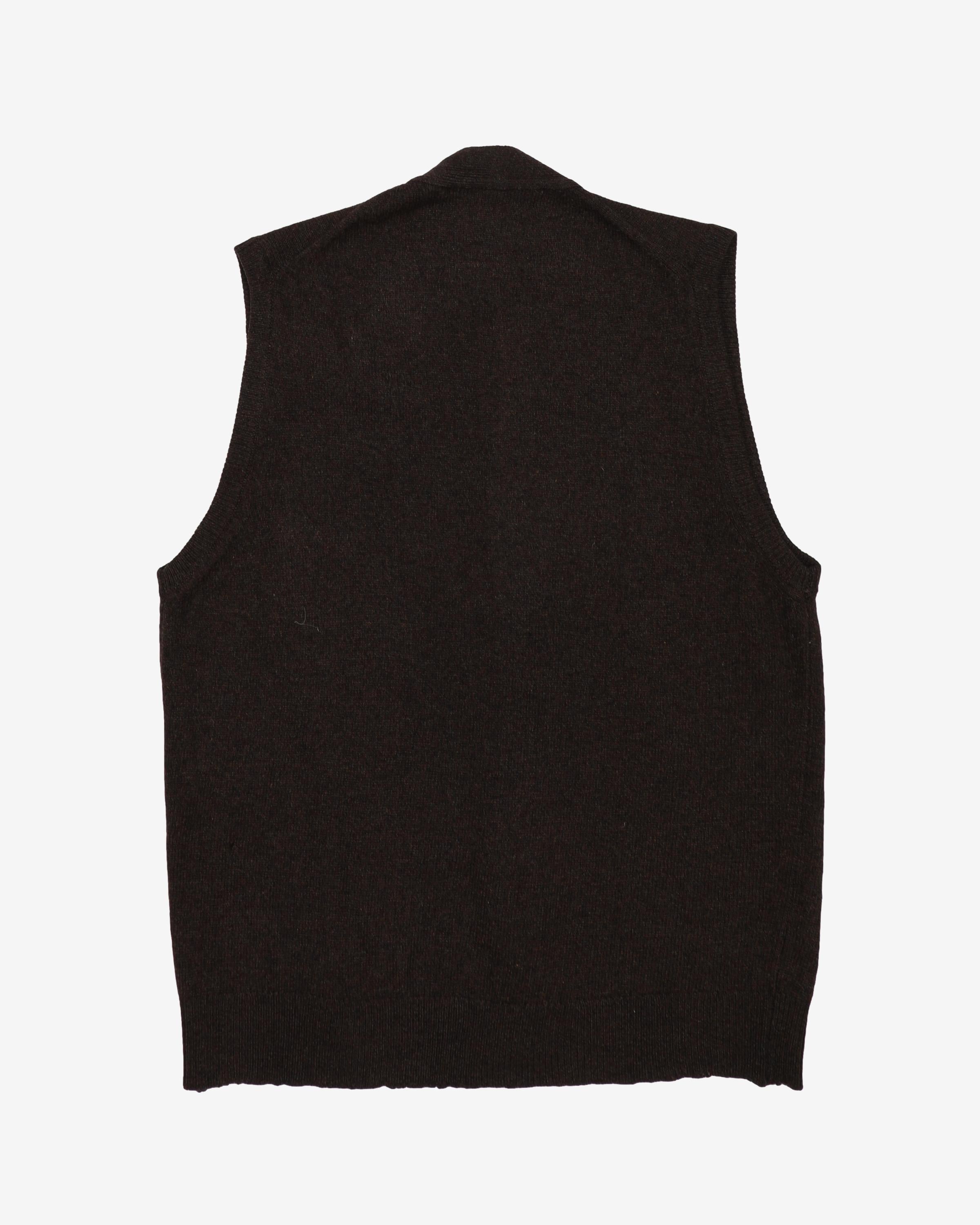 Vintage 80s Jaeger Sleeveless Cashmere Cardigan - M