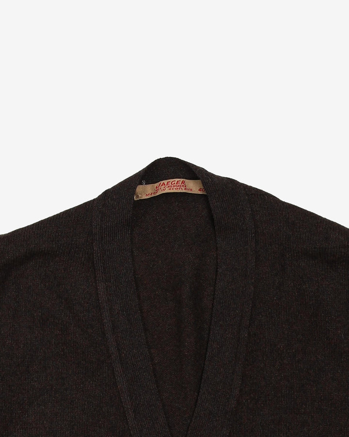 Vintage 80s Jaeger Sleeveless Cashmere Cardigan - M