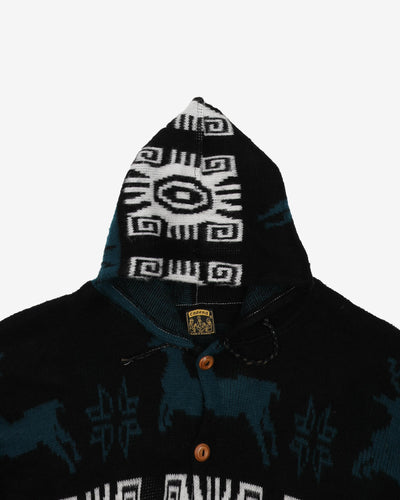Cadena Patterned Hooded Button Up Oversized Knit - XL